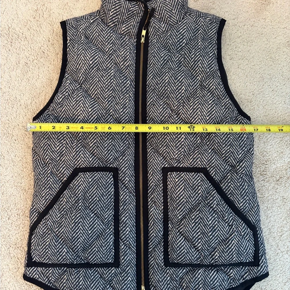 J Crew‎ Diamond Quilted Puffer Vest Women's Sz XS Houndstooth Black Cream Preppy